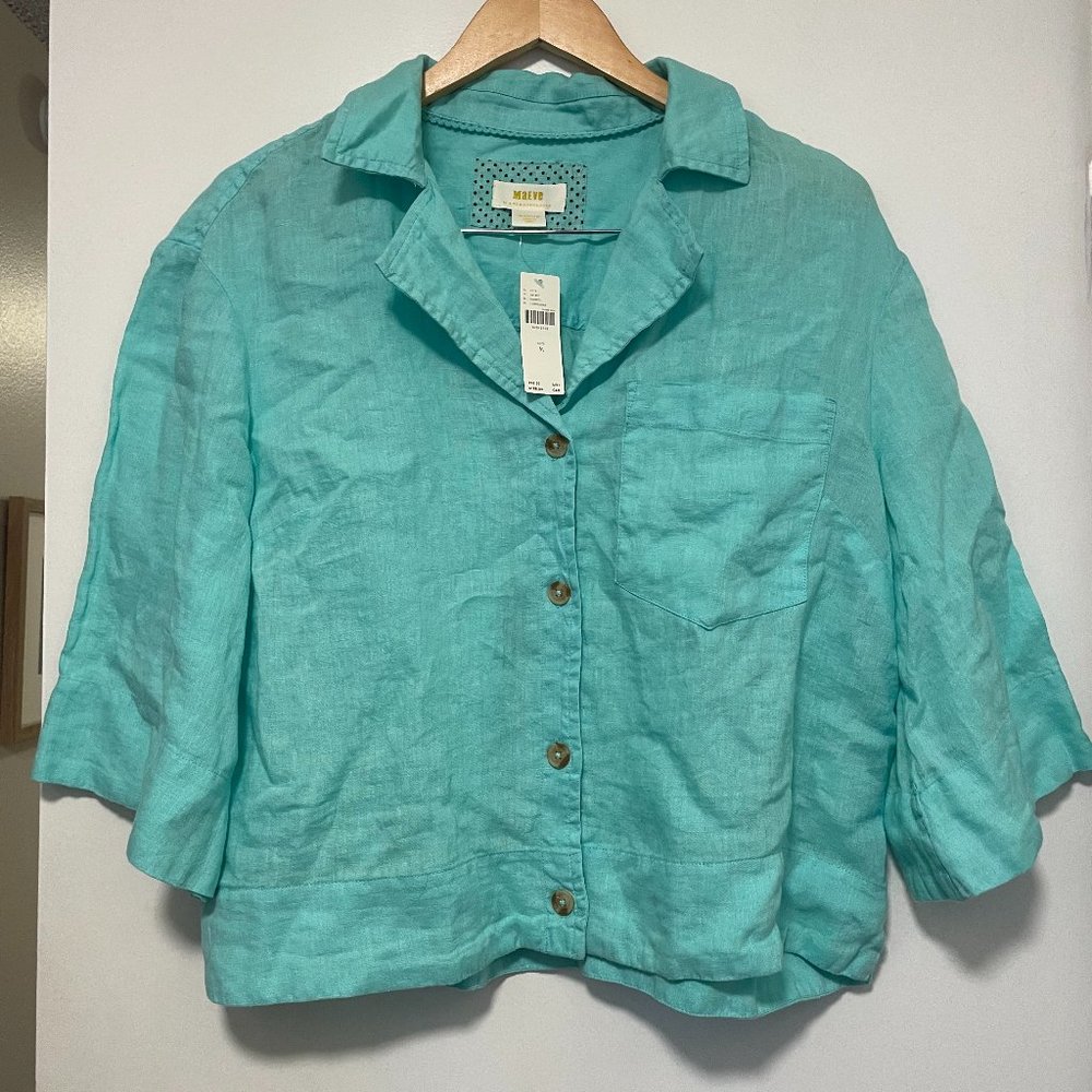 Anthropologie - Maeve Linen Button-Up Shirt Medium